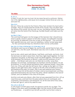 One Harmonious Family &ndash; Feb 8 2017