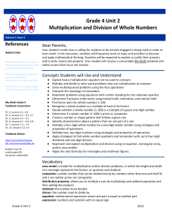 Grade 4 Unit 2 Multiplication and Division of Whole Numbers