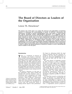 The Board of Directors as Leaders of the Organisation