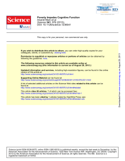 Poverty Impedes Cognitive Function