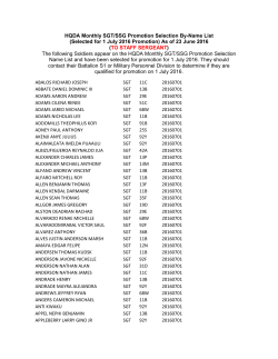 HQDA Monthly SGT/SSG Promotion Selection By-Name List