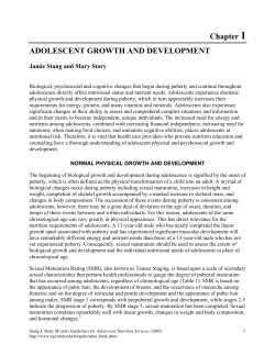 ADOLESCENT GROWTH AND DEVELOPMENT