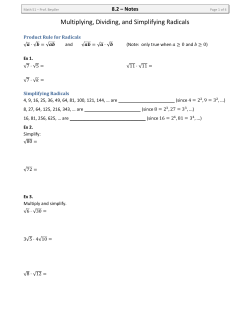 Multiplying, Dividing, and Simplifying Radicals