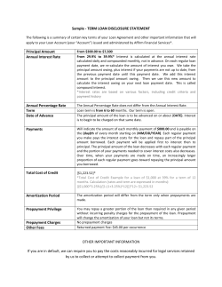 Sample - TERM LOAN DISCLOSURE