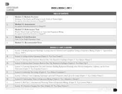 grade 5, module 1, unit 2 table of contents