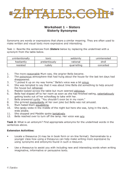 Worksheet 1 – Sisters Sisterly Synonyms