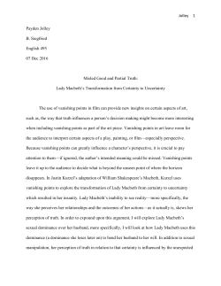 Misled Good and Partial Truth: Lady Macbeth`s Transformation from
