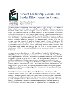 Servant Leadership, Ubuntu, and Leader Effectiveness in Rwanda