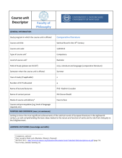 Course unit Descriptor
