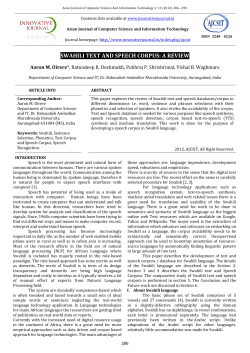 SWAHILI TEXT AND SPEECH CORPUS: A REVIEW