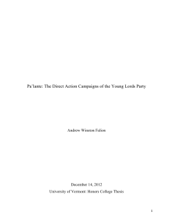 Pa`lante: The Direct Action Campaigns of the Young Lords Party