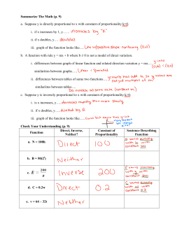 a. Suppose y is directly proportional to x with constant of