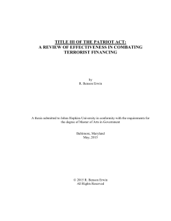 TITLE III OF THE PATRIOT ACT: A REVIEW OF EFFECTIVENESS IN