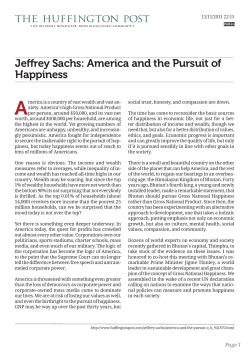 Jeffrey Sachs: America and the Pursuit of Happiness