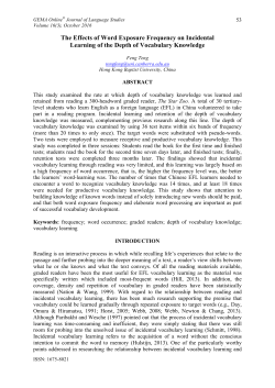The Effects of Word Exposure Frequency on Incidental Learning of