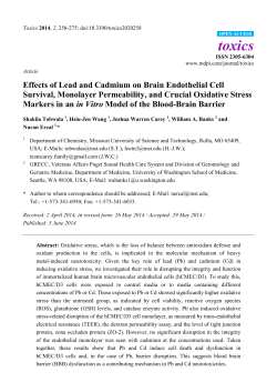 Effects of Lead and Cadmium on Brain Endothelial Cell Survival