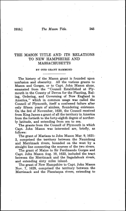 THE MASON TITLE AND ITS RELATIONS TO NEW HAMPSHIRE