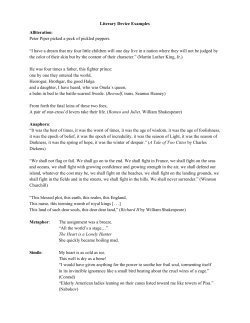 Literary Device Examples Alliteration​: Peter Piper picked a peck of