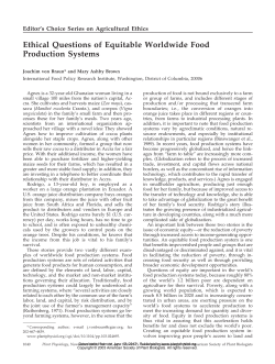 Ethical Questions of Equitable Worldwide Food Production Systems
