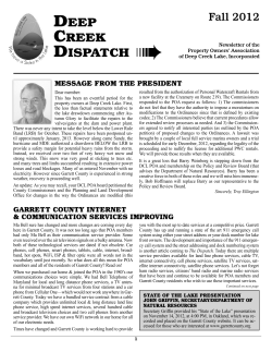 Fall 2012 - Property Owners` Association of Deep Creek Lake, Inc.