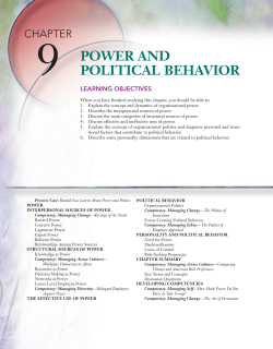 9 POWER AND POLITICAL BEHAVIOR