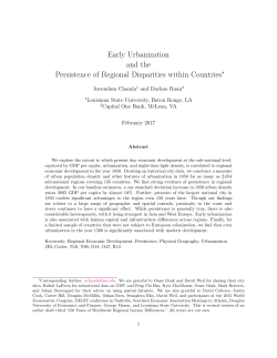 Early Urbanization and the Persistence of Regional Disparities