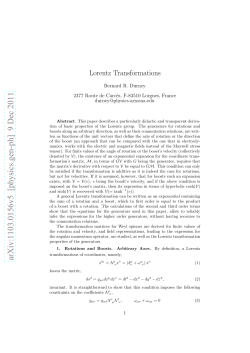 Lorentz Transformations