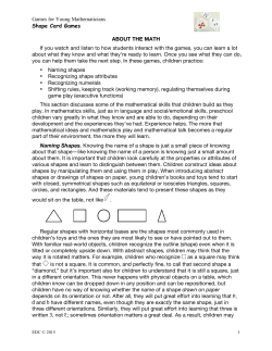 Games for Young Mathematicians Shape Card Games ABOUT THE