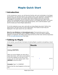 Maple Quick Start Tutorial Guide