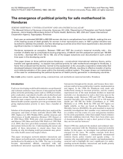 The emergence of political priority for safe motherhood in Honduras