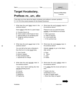 Target Vocabulary, Prefixes re-, un-, dis