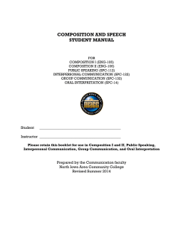 Composition and Speech Booklet - North Iowa Area Community
