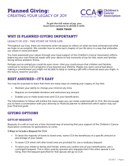 Planned Giving - Children`s Cancer Association