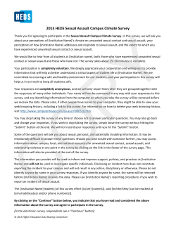 2015 HEDS Sexual Assault Campus Climate Survey