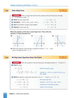Point-Slope Form Writing Linear Equations Given Two Points