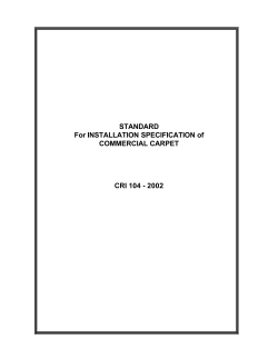 Standard for Installation Specification of - Carpets Wall-Wall