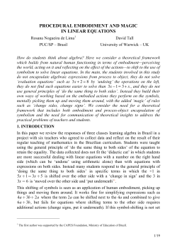 PROCEDURAL EMBODIMENT AND MAGIC IN LINEAR EQUATIONS