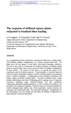The response of stiffened square plates subjected to