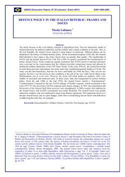 DEFENCE POLICY IN THE ITALIAN REPUBLIC: FRAMES