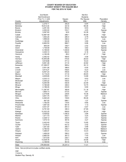 COUNTY BOARDS OF EDUCATION STUDENT DENSITY PER