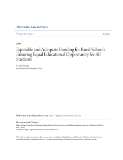 Equitable and Adequate Funding for Rural Schools: Ensuring Equal