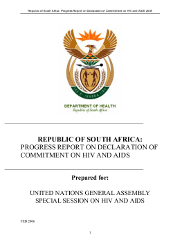 Progress Report on Declaration of Commitment on HIV and AIDS