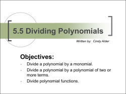 5.5 Dividing Polynomials