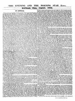 The Evening And The Morning Star Extra, August 1834