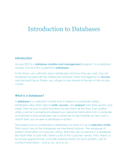 Introduction to Databases
