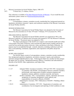 Missouri Association for Social Welfare, Papers, 1908