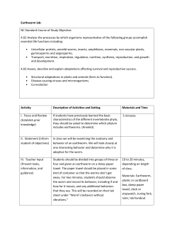 Earthworm lab: NC Standard Course of Study Objective: 4.02