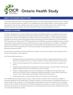 the Ontario Health Study brochure