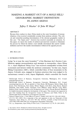 MAKING A MARKET OUT OF A MOLE HILL? GEOGRAPHIC