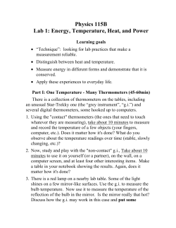 Physics 115B Lab 1: Energy, Temperature, Heat, and Power